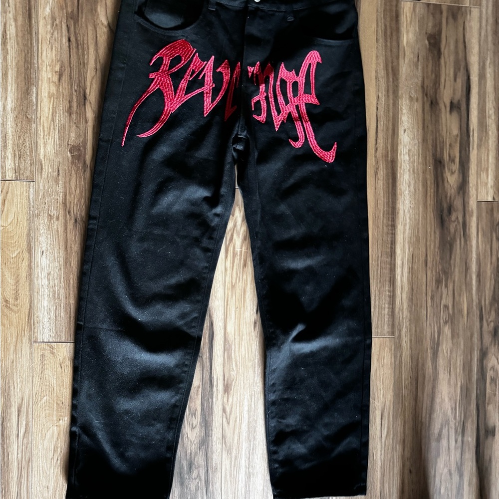 Black and Red Revenge Jeans
